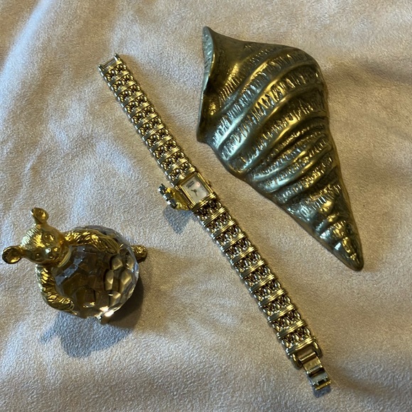 Ladies, beautiful citizen, watch, 24 karat, gold, plated, crystal bear, Italy - Picture 1 of 8